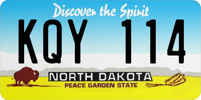 ND license plate KQY114