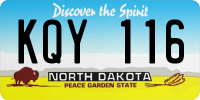 ND license plate KQY116
