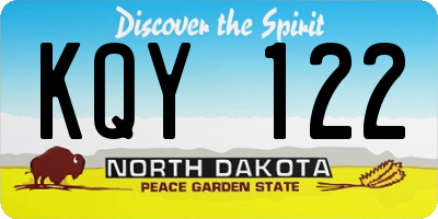 ND license plate KQY122