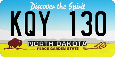 ND license plate KQY130