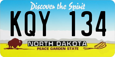 ND license plate KQY134
