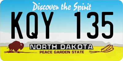 ND license plate KQY135