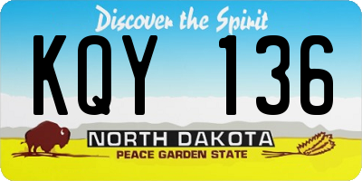 ND license plate KQY136