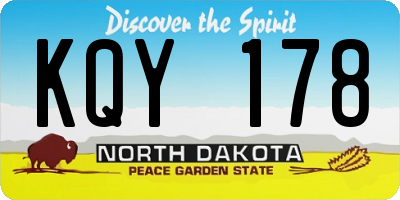 ND license plate KQY178