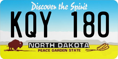 ND license plate KQY180