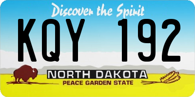 ND license plate KQY192