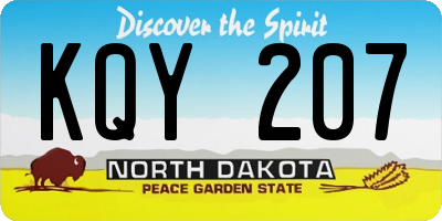 ND license plate KQY207