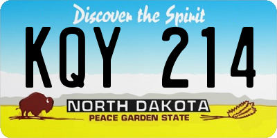 ND license plate KQY214