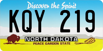ND license plate KQY219
