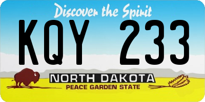 ND license plate KQY233