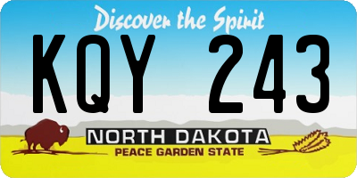 ND license plate KQY243