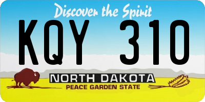 ND license plate KQY310