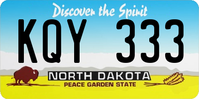 ND license plate KQY333