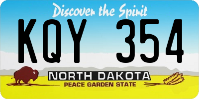 ND license plate KQY354
