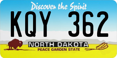 ND license plate KQY362