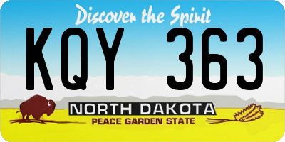 ND license plate KQY363