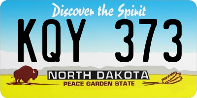 ND license plate KQY373