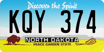 ND license plate KQY374