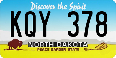 ND license plate KQY378