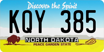 ND license plate KQY385
