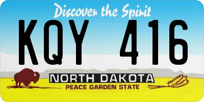 ND license plate KQY416