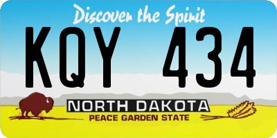ND license plate KQY434