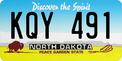 ND license plate KQY491
