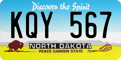 ND license plate KQY567