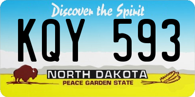 ND license plate KQY593