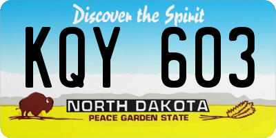 ND license plate KQY603