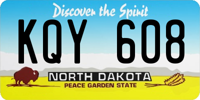 ND license plate KQY608