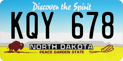 ND license plate KQY678