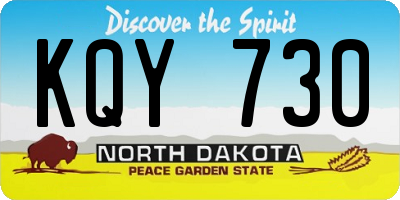 ND license plate KQY730