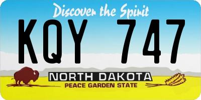 ND license plate KQY747