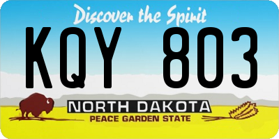 ND license plate KQY803