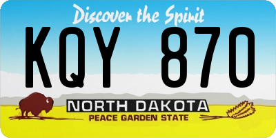 ND license plate KQY870