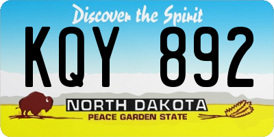 ND license plate KQY892