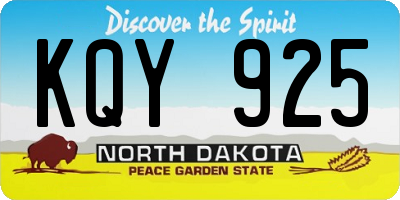 ND license plate KQY925