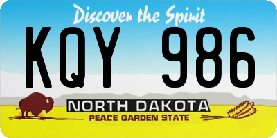 ND license plate KQY986