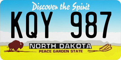 ND license plate KQY987