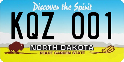ND license plate KQZ001