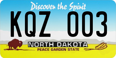 ND license plate KQZ003