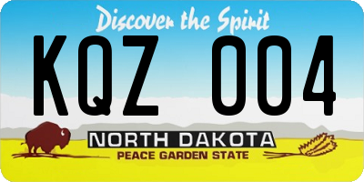 ND license plate KQZ004