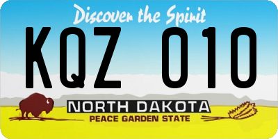 ND license plate KQZ010