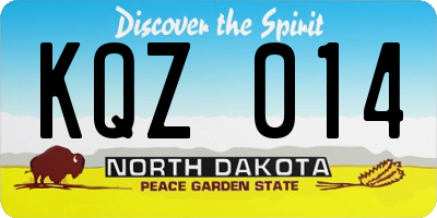 ND license plate KQZ014