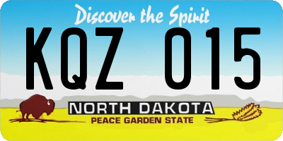 ND license plate KQZ015