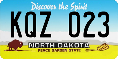 ND license plate KQZ023