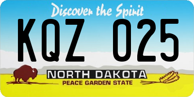 ND license plate KQZ025