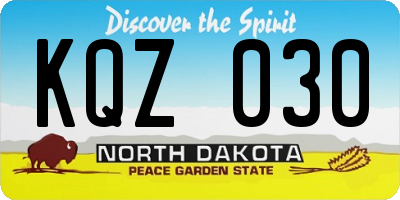 ND license plate KQZ030