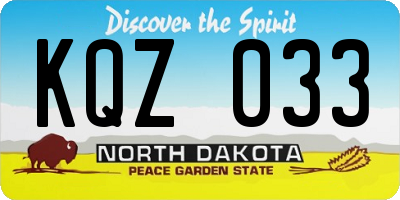 ND license plate KQZ033